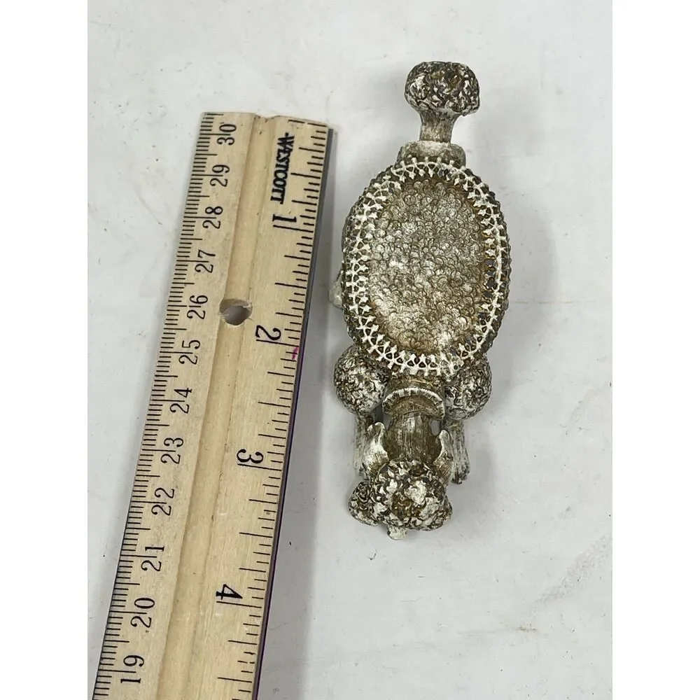 Vintage Florenza Metal Ormolu Poodle Dog Pill Trinket Box Topaz Rhinestone Eyes